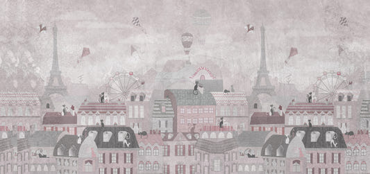 Whimsical Paris Cityscape Wallpaper