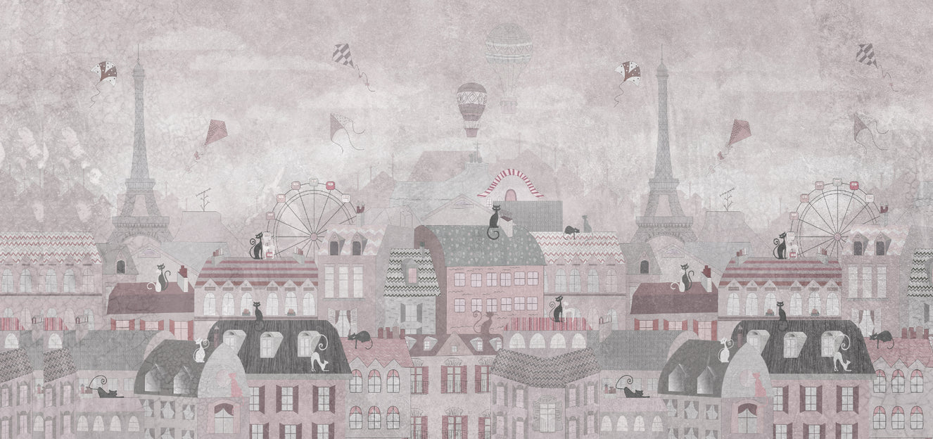 Whimsical Paris Cityscape Wallpaper