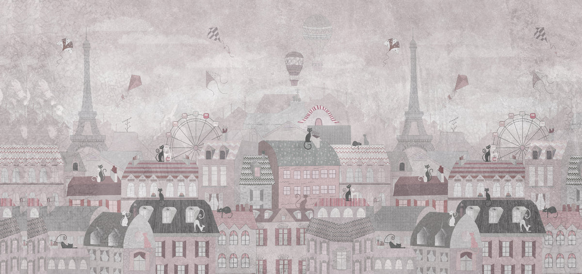 Whimsical Paris Cityscape Wallpaper