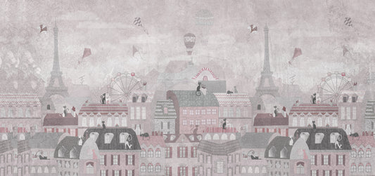 Whimsical Paris Cityscape Wallpaper