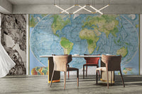 Political world map wallpaper print
