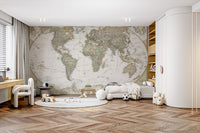 Detailed world map wallpaper for walls

