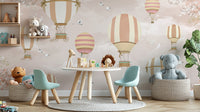 Vintage hot air balloon wallpaper design
