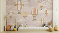 Pastel hot air balloon nursery wallpaper
