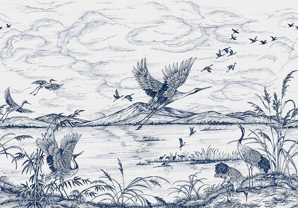 Heron Lake Scenic Wallpaper Mural in your room — zoomed