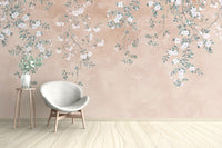 Soft floral branch wallpaper design
