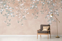 Vintage-inspired floral mural print
