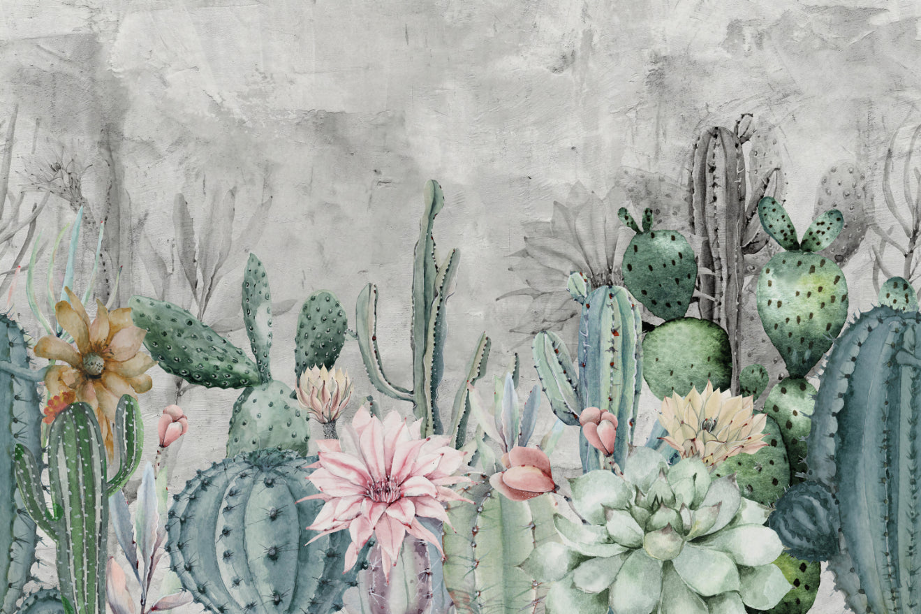 Watercolour Cactus Wallpaper Mural