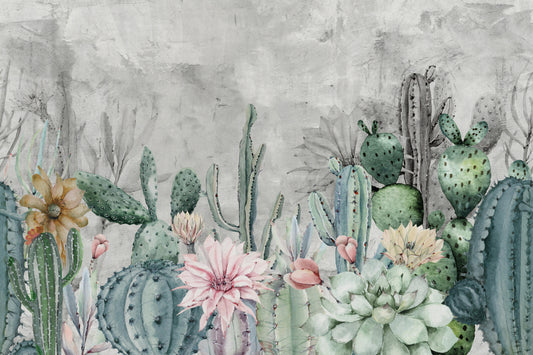 Watercolour Cactus Wallpaper Mural