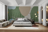 Geometric tribal wallpaper in green
