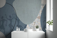 Earthy tones abstract tribal mural
