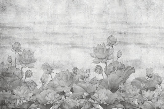 Grayscale Lotus Flower Wallpaper