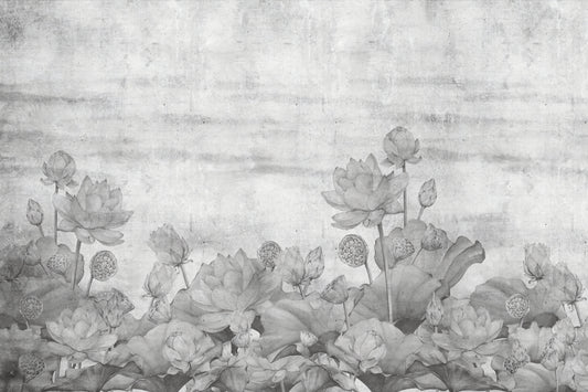 Grayscale Lotus Flower Wallpaper