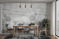 Elegant grayscale lotus wallpaper print
