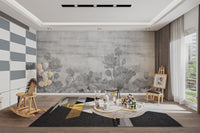 Grayscale lotus flower wallpaper mural
