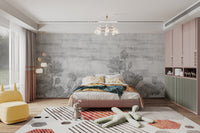 Monochrome lotus floral wall mural
