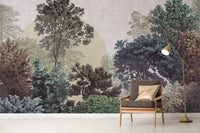 Detailed artistic forest wall covering
