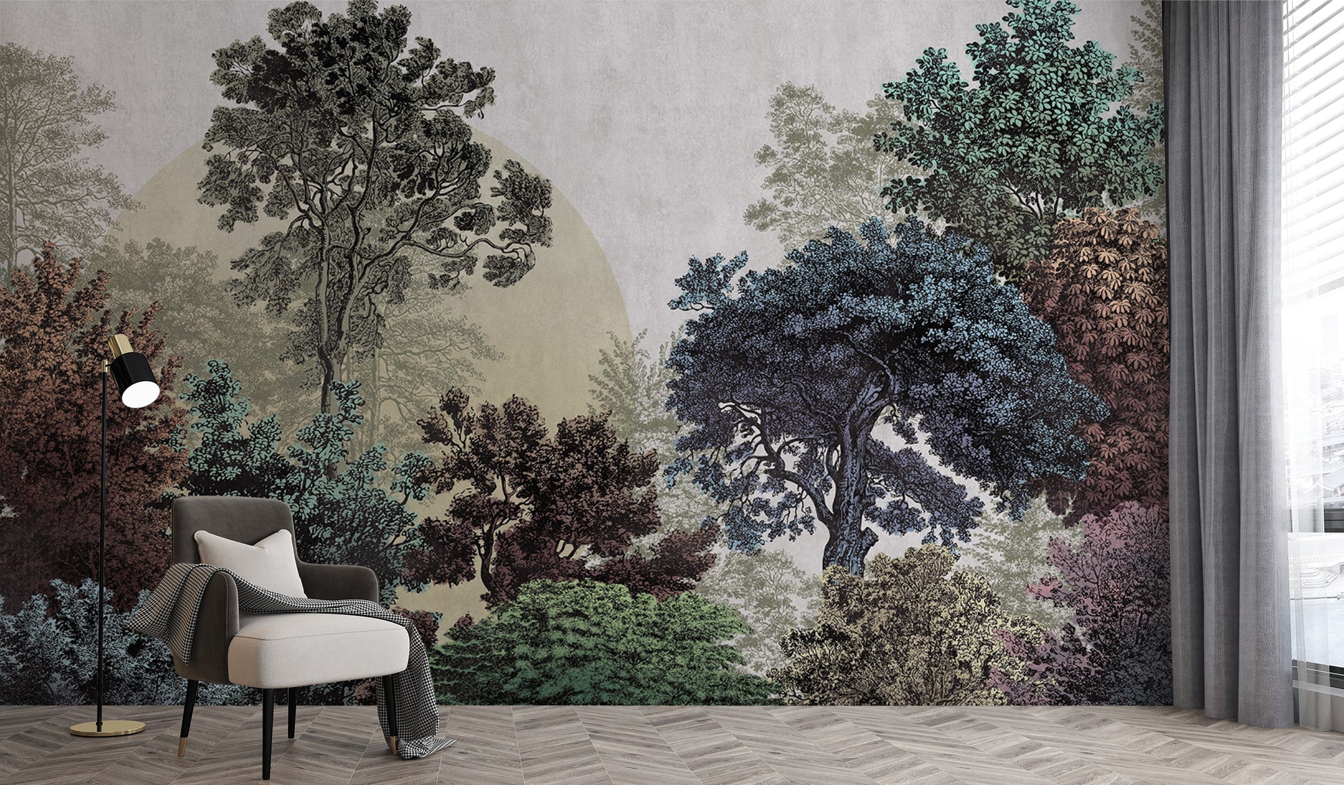 Multicolor foliage wallpaper design
