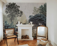 Colorful illustrated forest wallpaper
