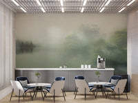 Foggy woodland scenery wall mural
