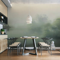 Dreamy mist-covered forest wallpaper
