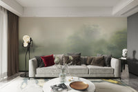 Calming foggy forest wallpaper print
