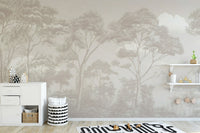 Vintage-style monochrome tree wallpaper
