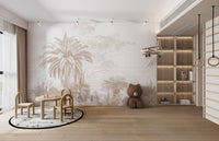 Neutral tropical palm wallpaper print
