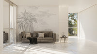 Soft-tone tropical palm wall mural
