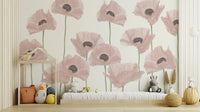 Delicate pastel pink poppy wallpaper

