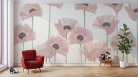 Soft pink poppy flower wall design
