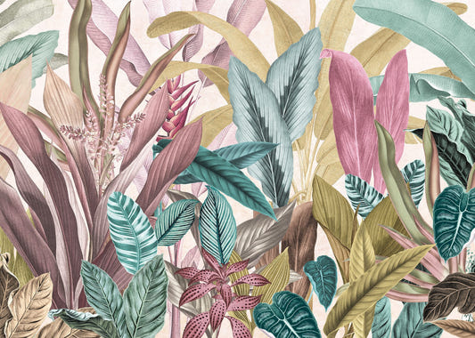 Vintage Tropical Leaf Wallpaper