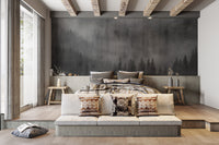 Moody misty forest wallpaper style
