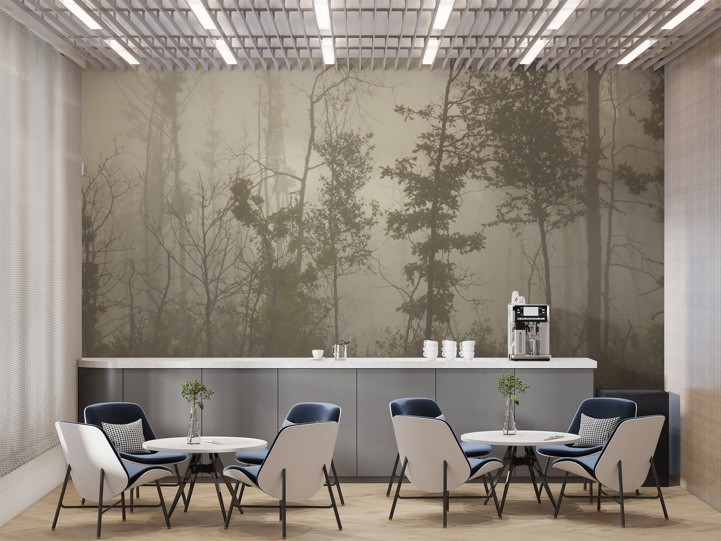 Calm misty forest wallpaper for walls
