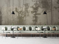 Soft mist-covered forest wallpaper
