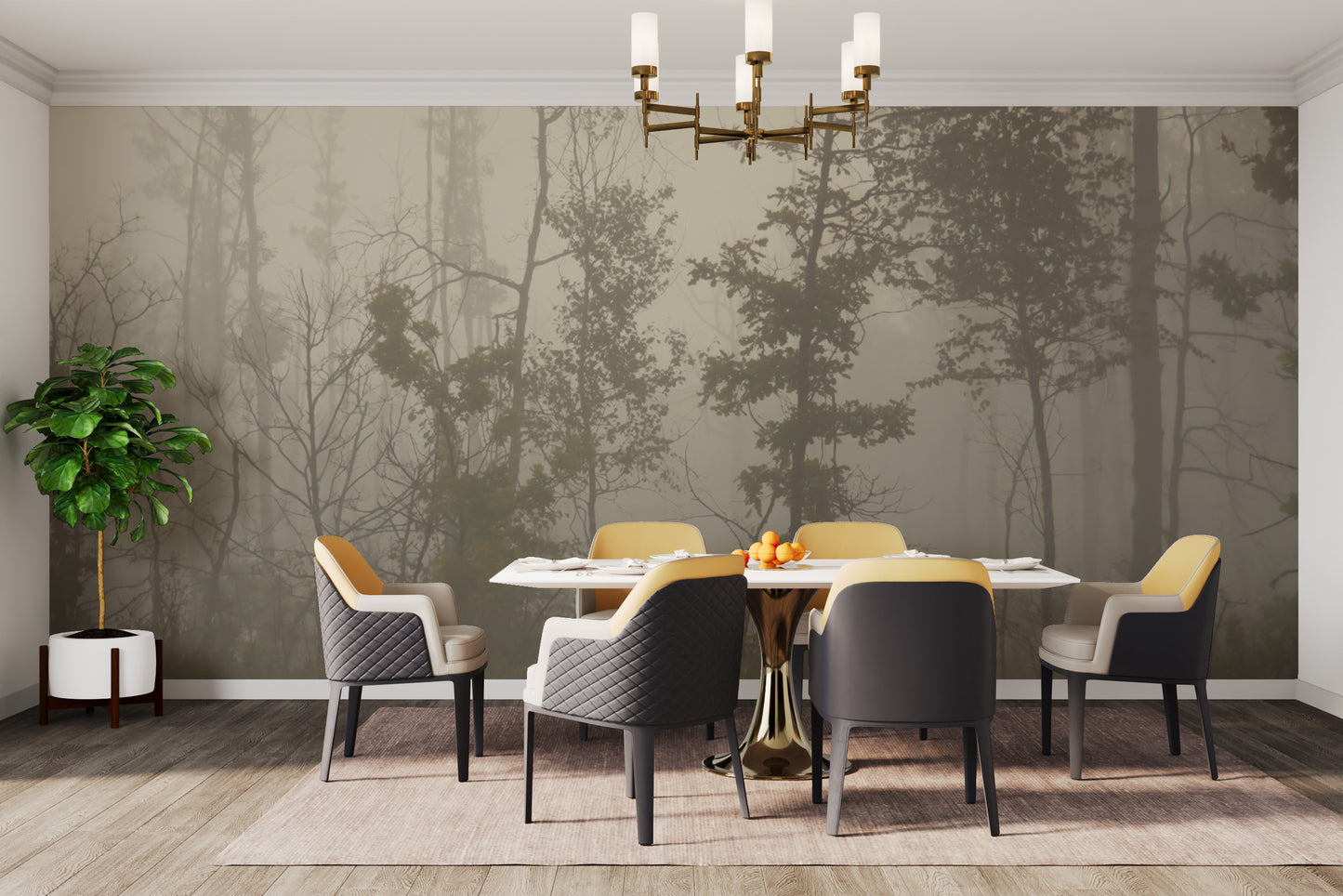 Peaceful foggy nature forest wallpaper
