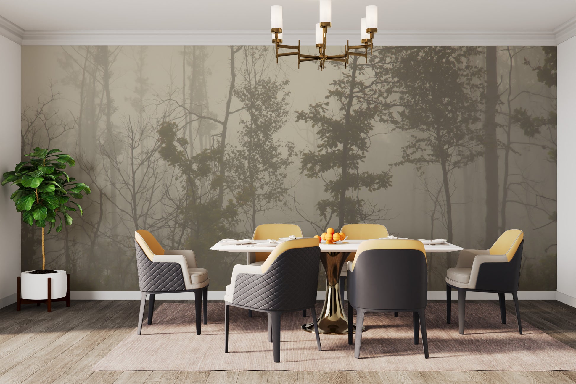 Peaceful foggy nature forest wallpaper
