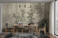 Foggy forest landscape wallpaper design
