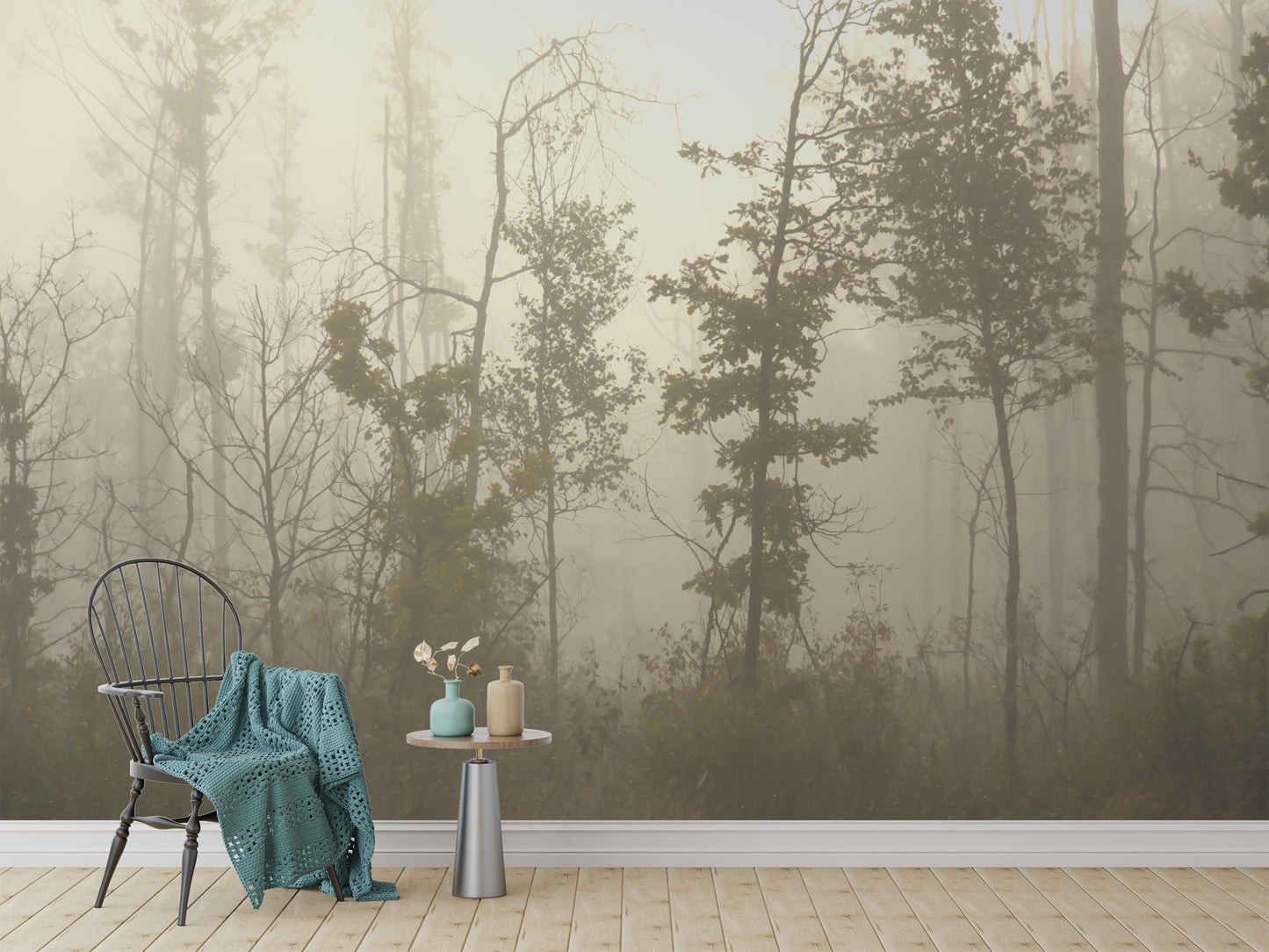 Misty woodland forest wallpaper

