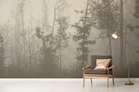 Serene foggy forest wall mural
