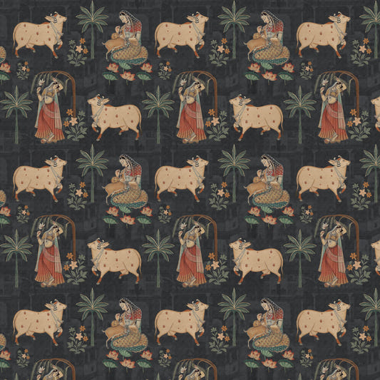 Indian Cow Pichwai Theme Wallpaper