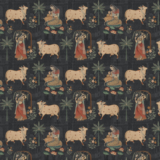 Indian Cow Pichwai Theme Wallpaper