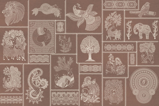 Madhubani Warli Terracotta Harmony Wallpaper