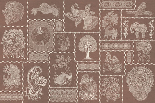 Madhubani Warli Terracotta Harmony Wallpaper