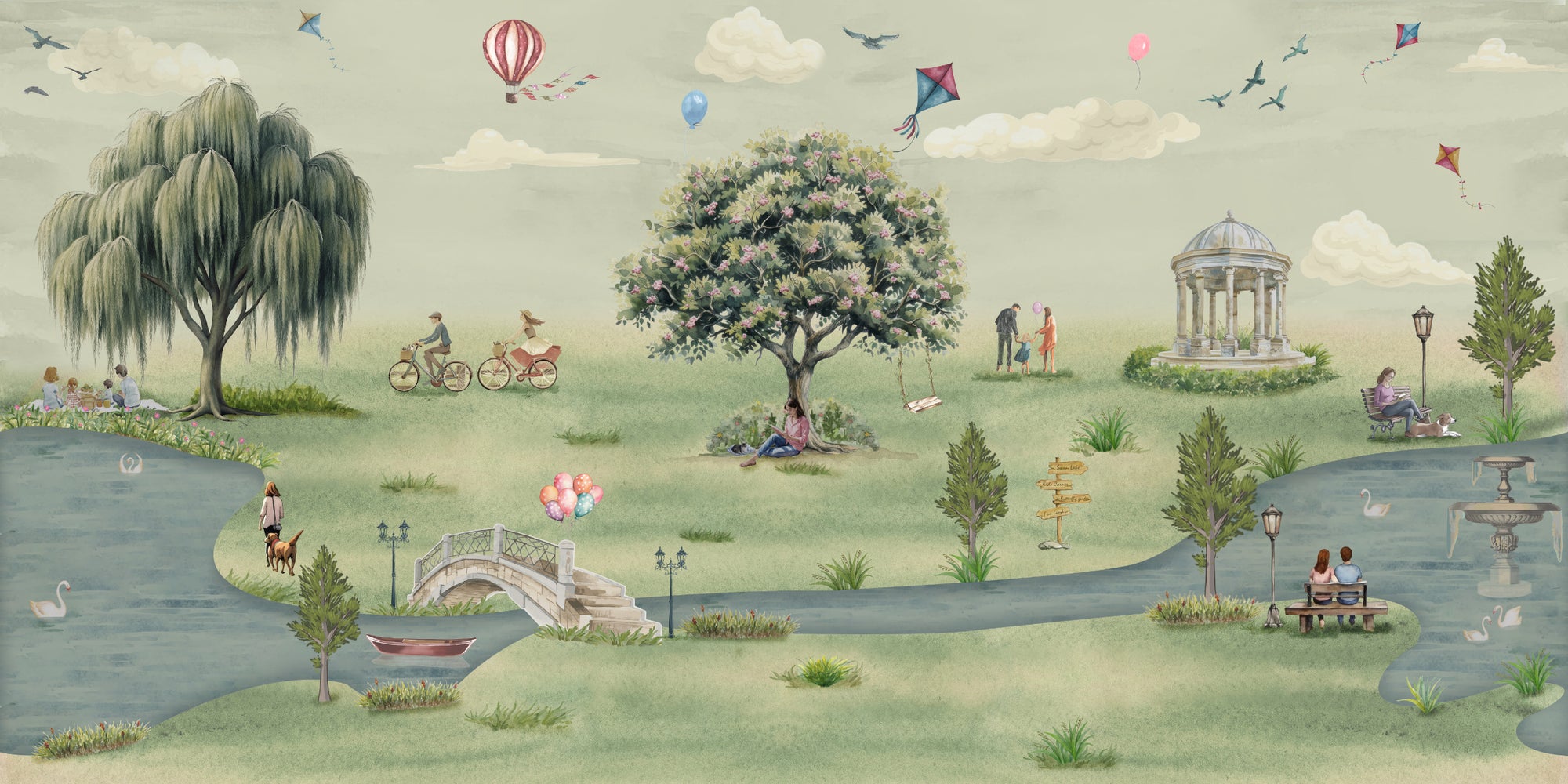 Whimsical Park Day Wallpaper