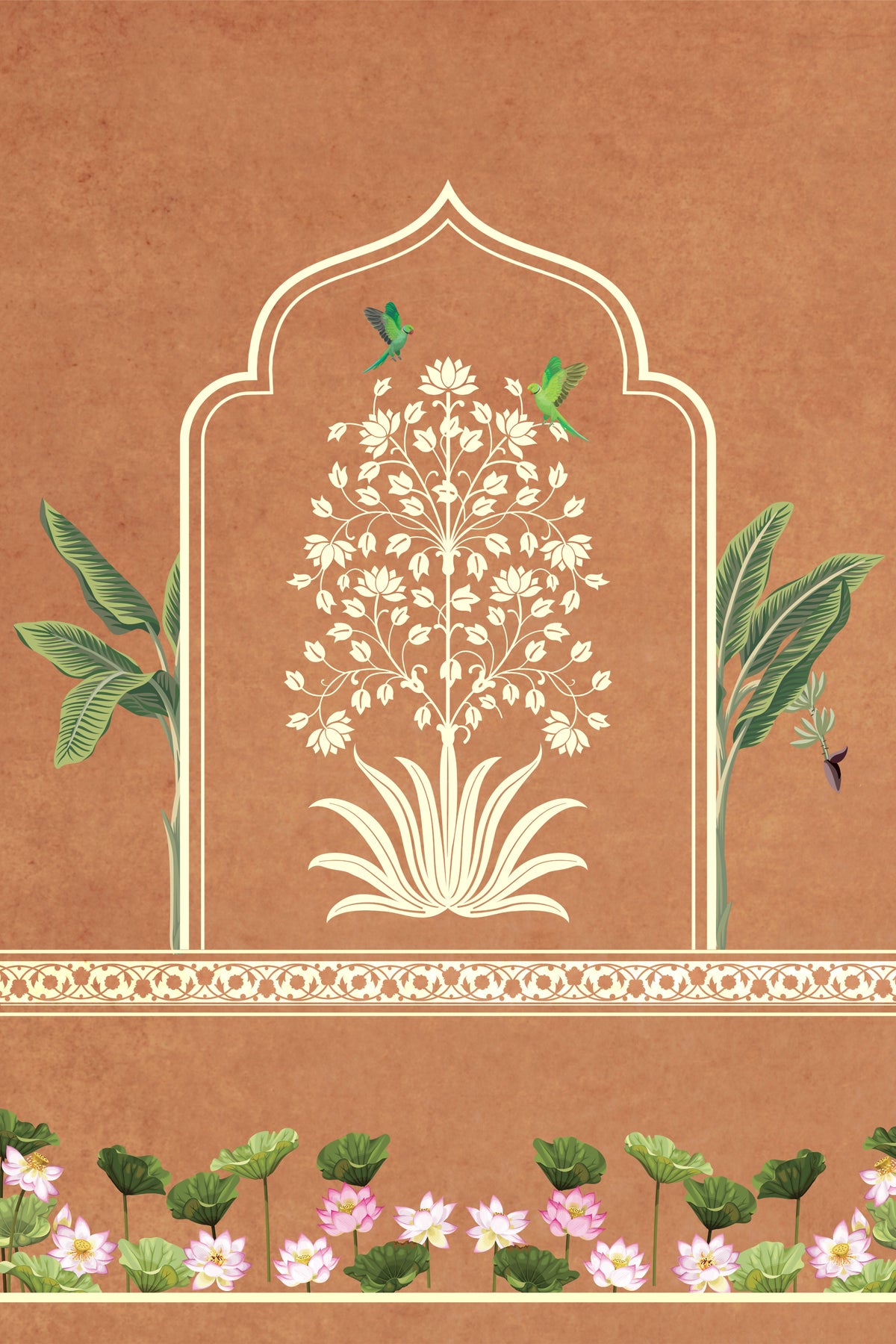 Jharokha Madhuban Bloom Wall Mural in your room — zoomed