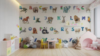 Whimsical alphabet mural for kids room