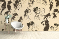 Elegant Grace in Black Wallpaper for decor.

