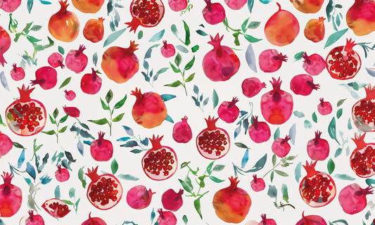 Pomegranate Bliss Watercolour Wallpaper