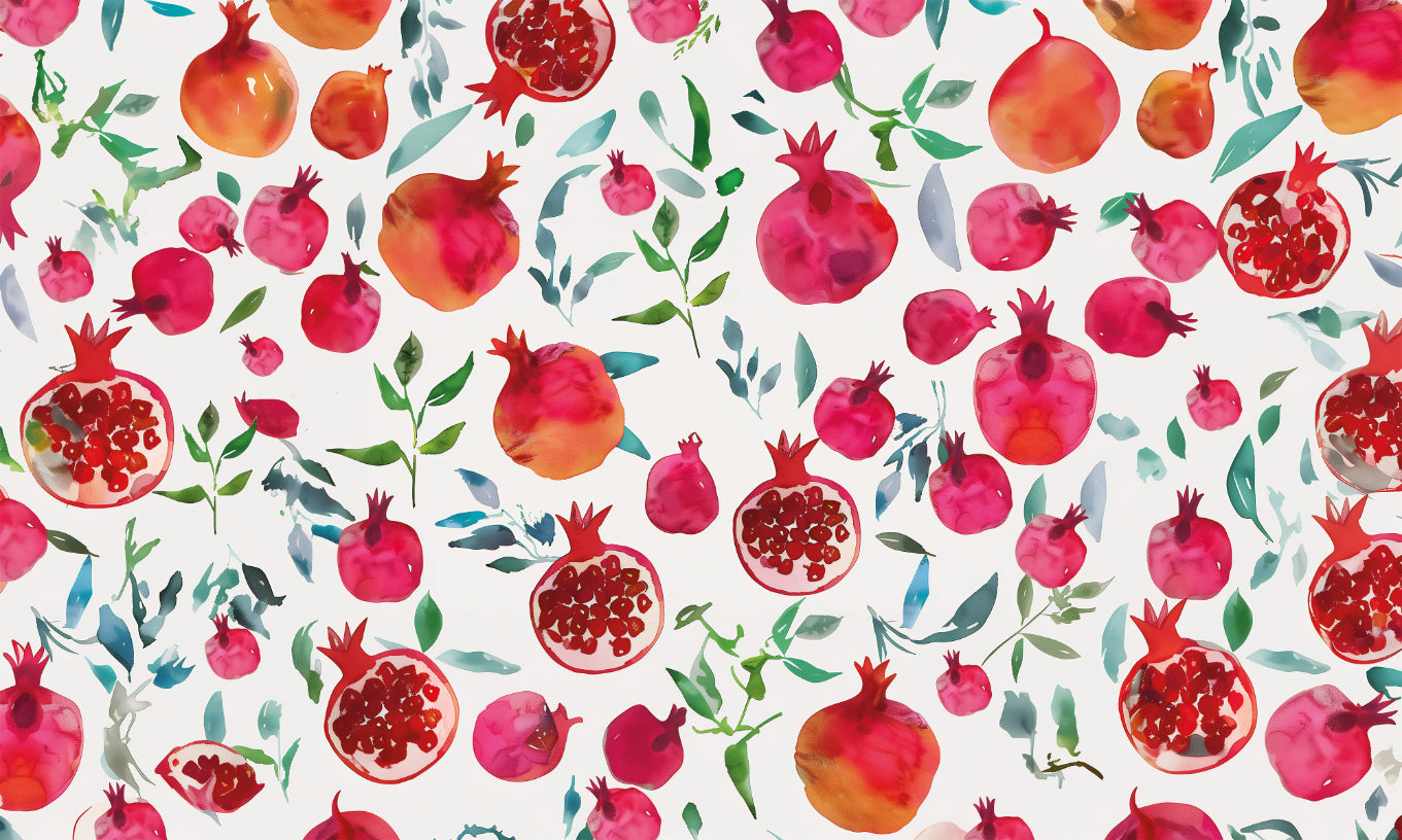 Pomegranate Bliss Watercolour Wallpaper
